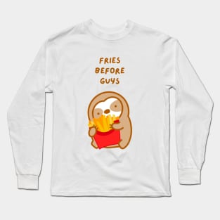 Fries Before Guys French Fries Sloth Long Sleeve T-Shirt